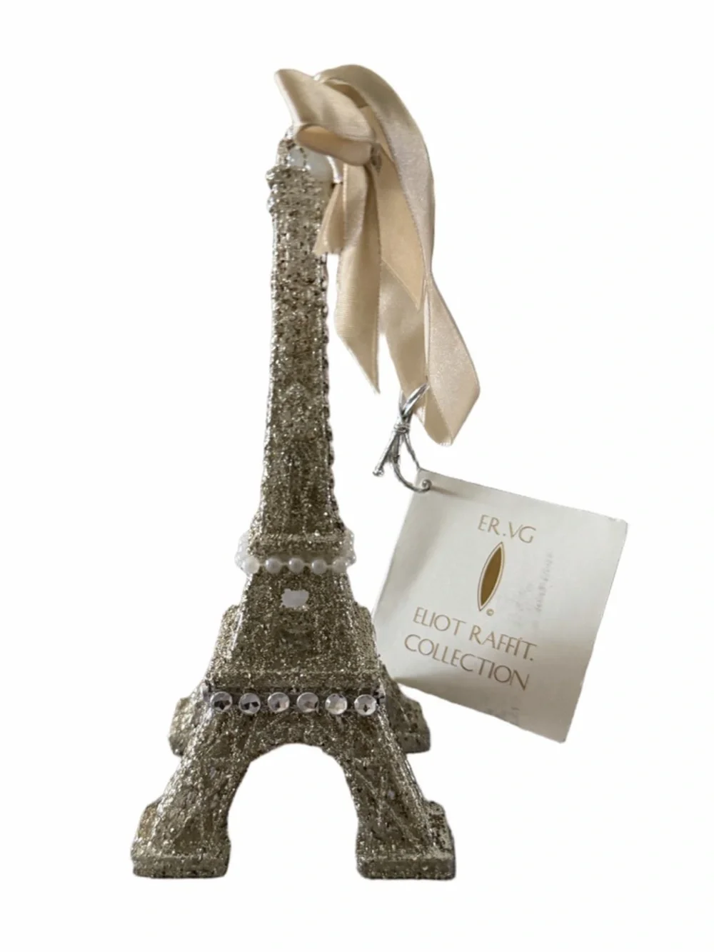 Kurt Adler Eiffel Tower Ornament Champagne Gold Eliot Raffit Collection Paris